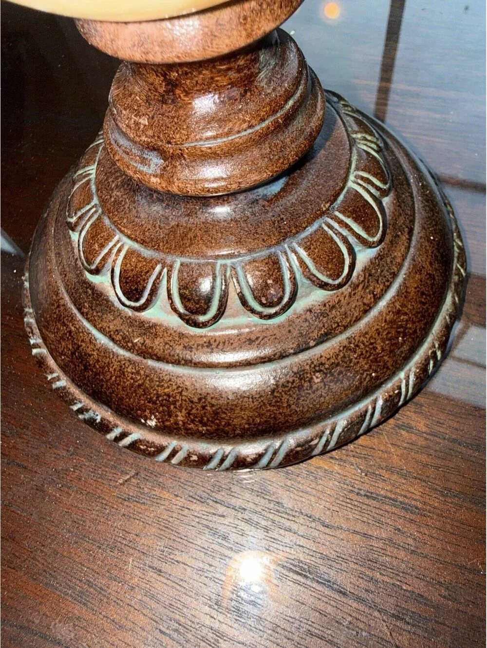 Vintage Pillar Candle Holder - Alabaster Marble Accent, MCM decor